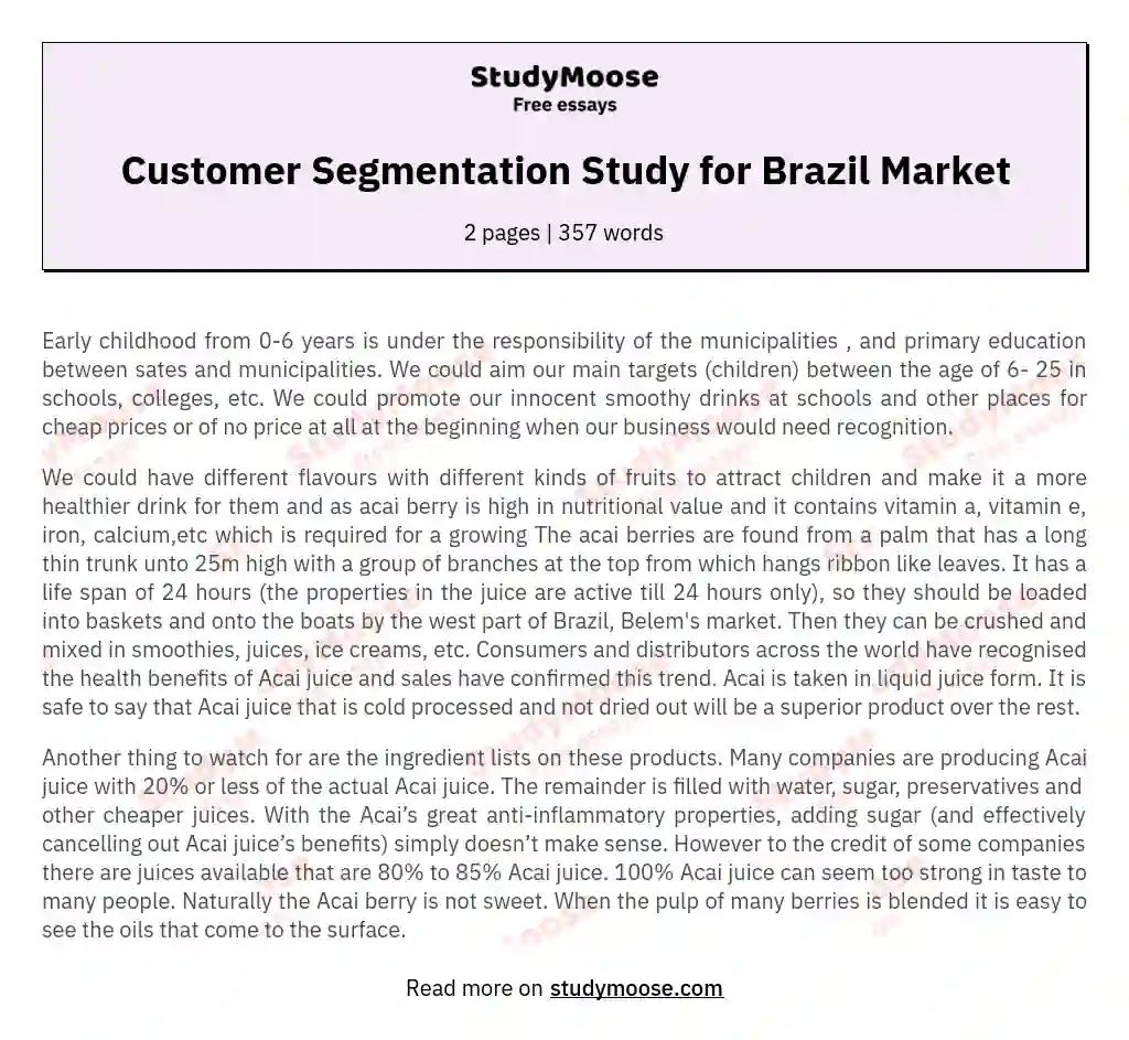 Customer Segmentation Study for Brazil Market