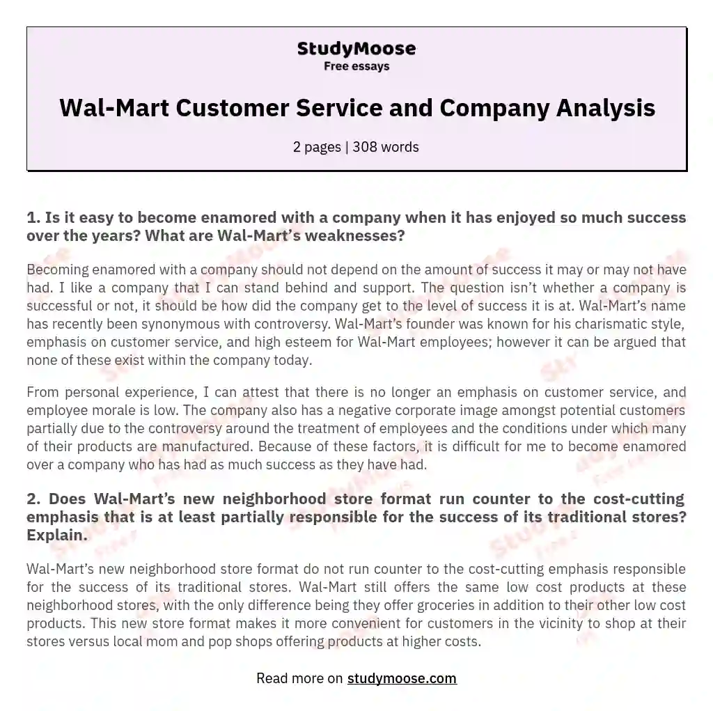 walmart customer service evaluation assignment