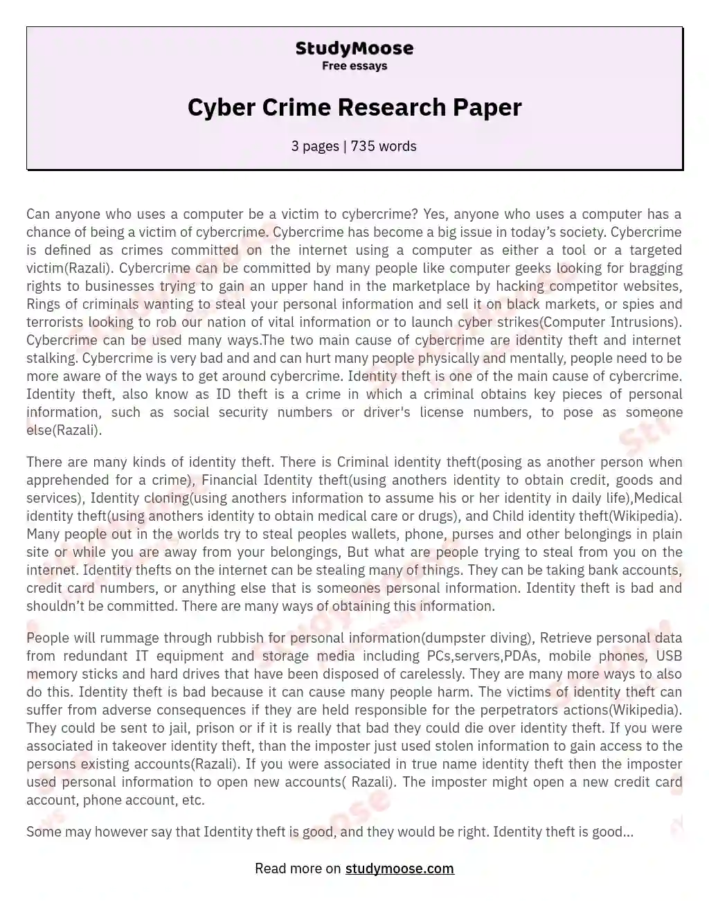 cyber crime research paper