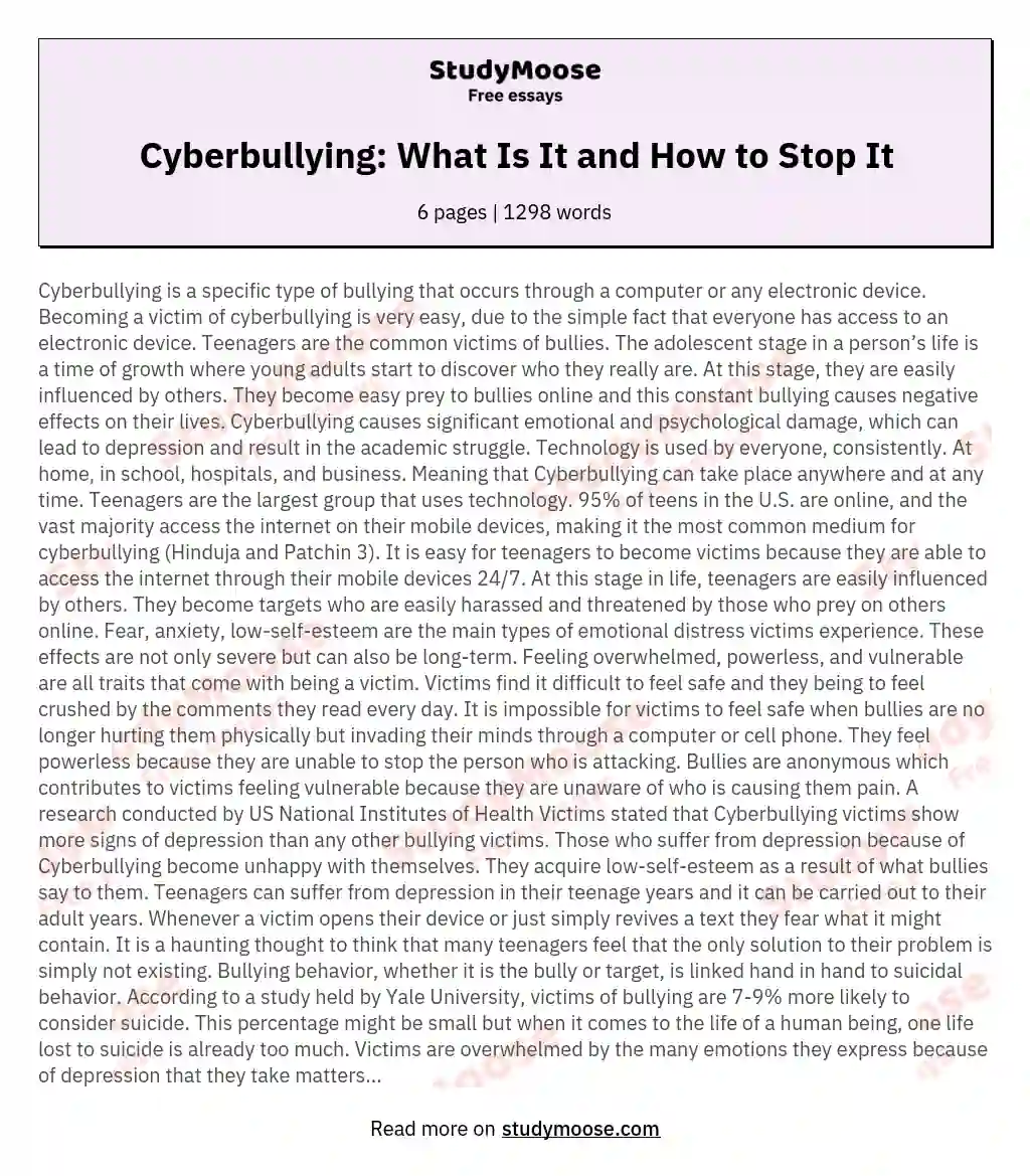 Cyberbullying: What Is It and How to Stop It essay