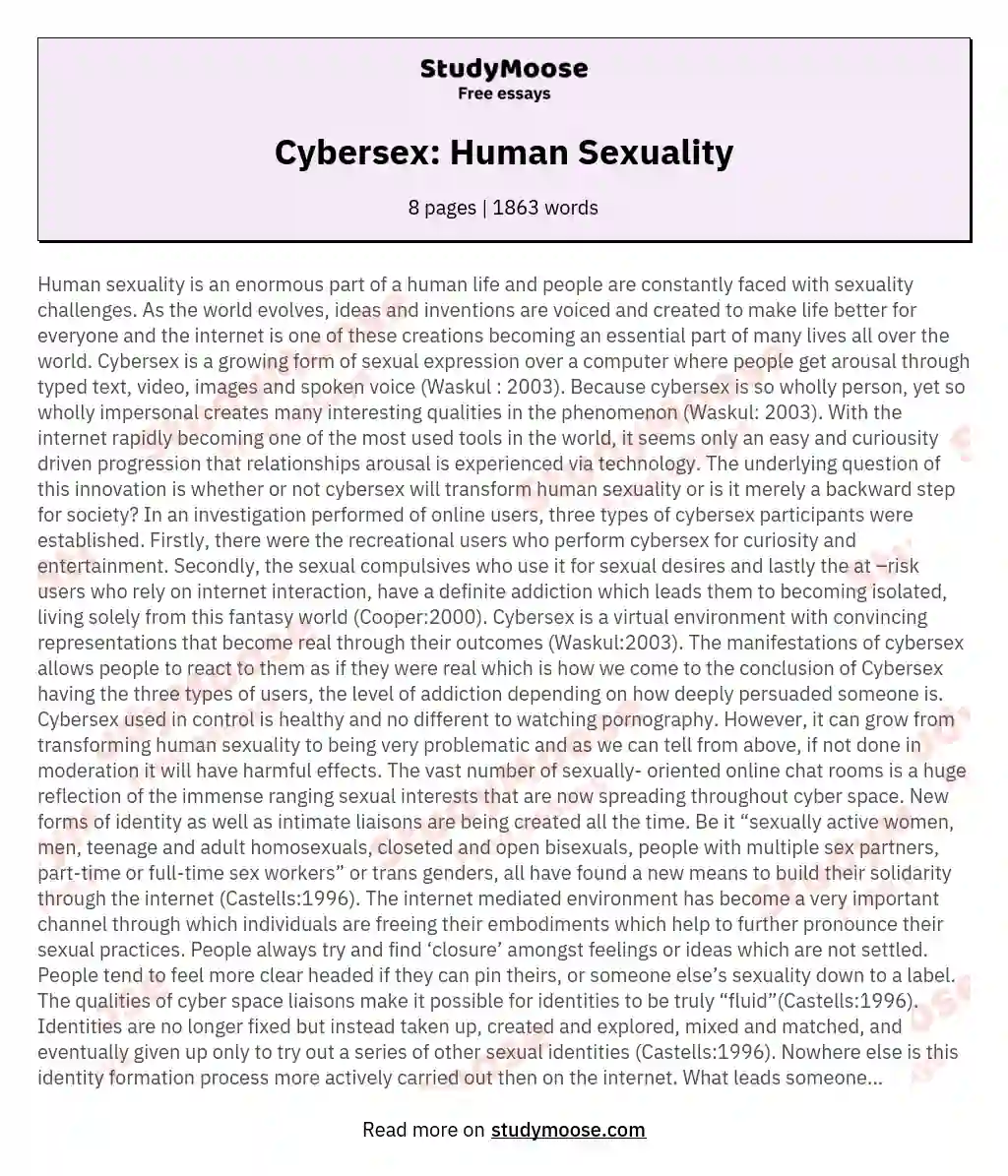 Cybersex: Human Sexuality essay