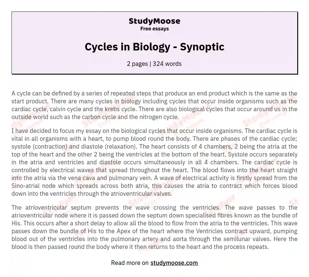 Cycles in Biology - Synoptic essay