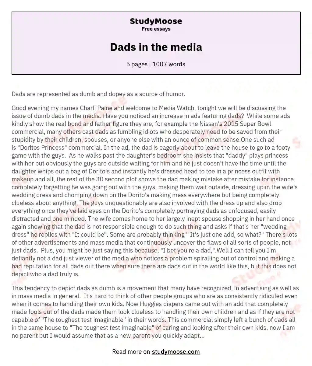 Dads in the media essay