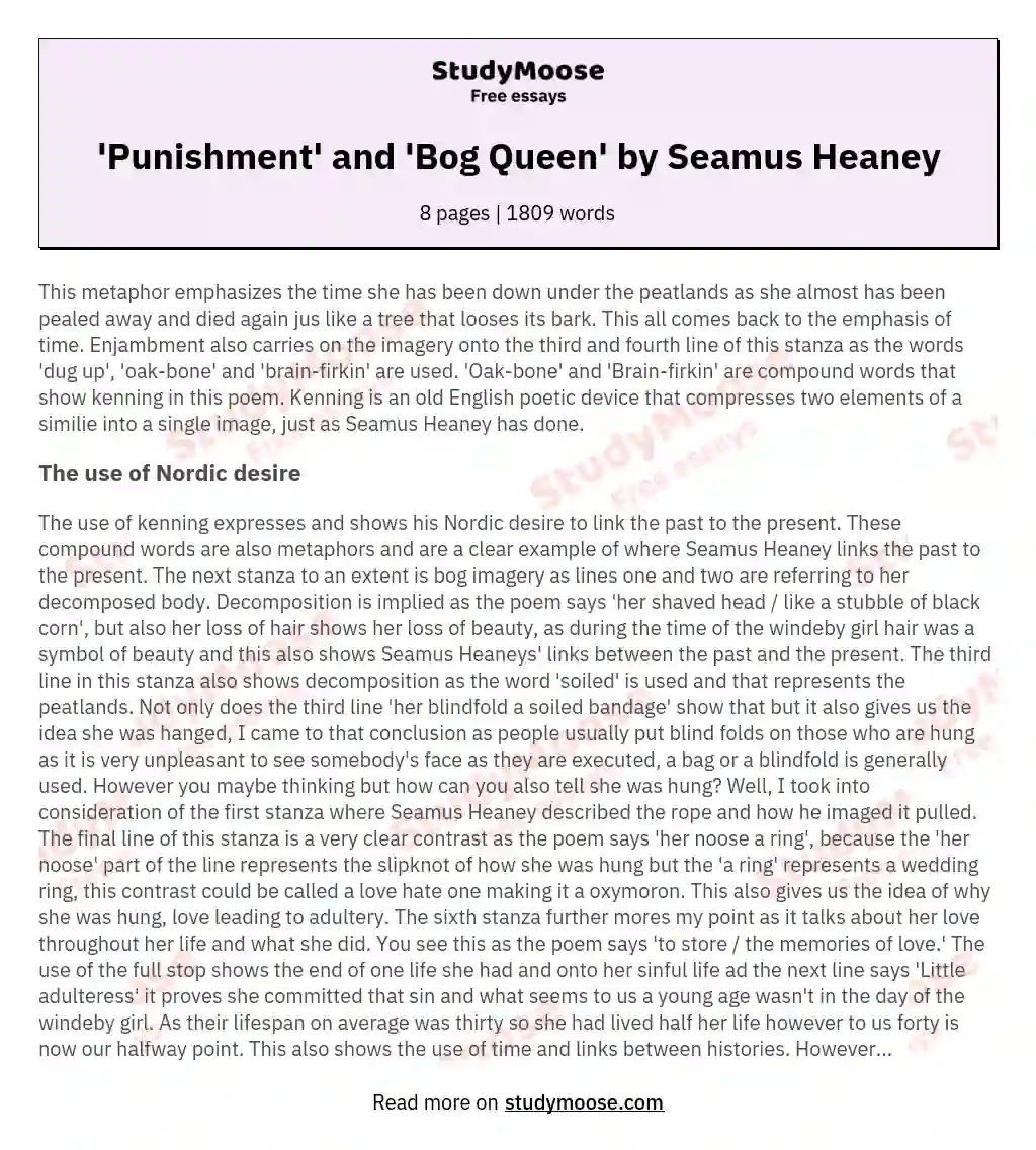 'Punishment' and 'Bog Queen' by Seamus Heaney