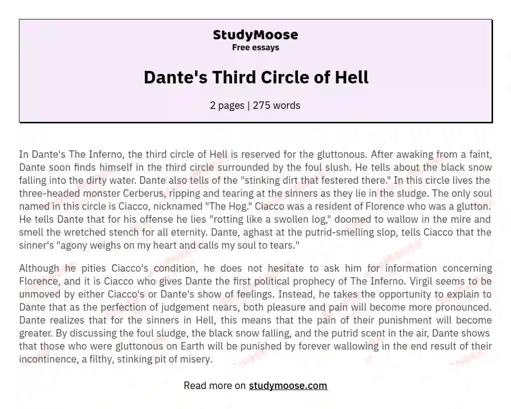 Dante's Descent: Gluttony, Prophecy, and Divine Justice in The Inferno essay