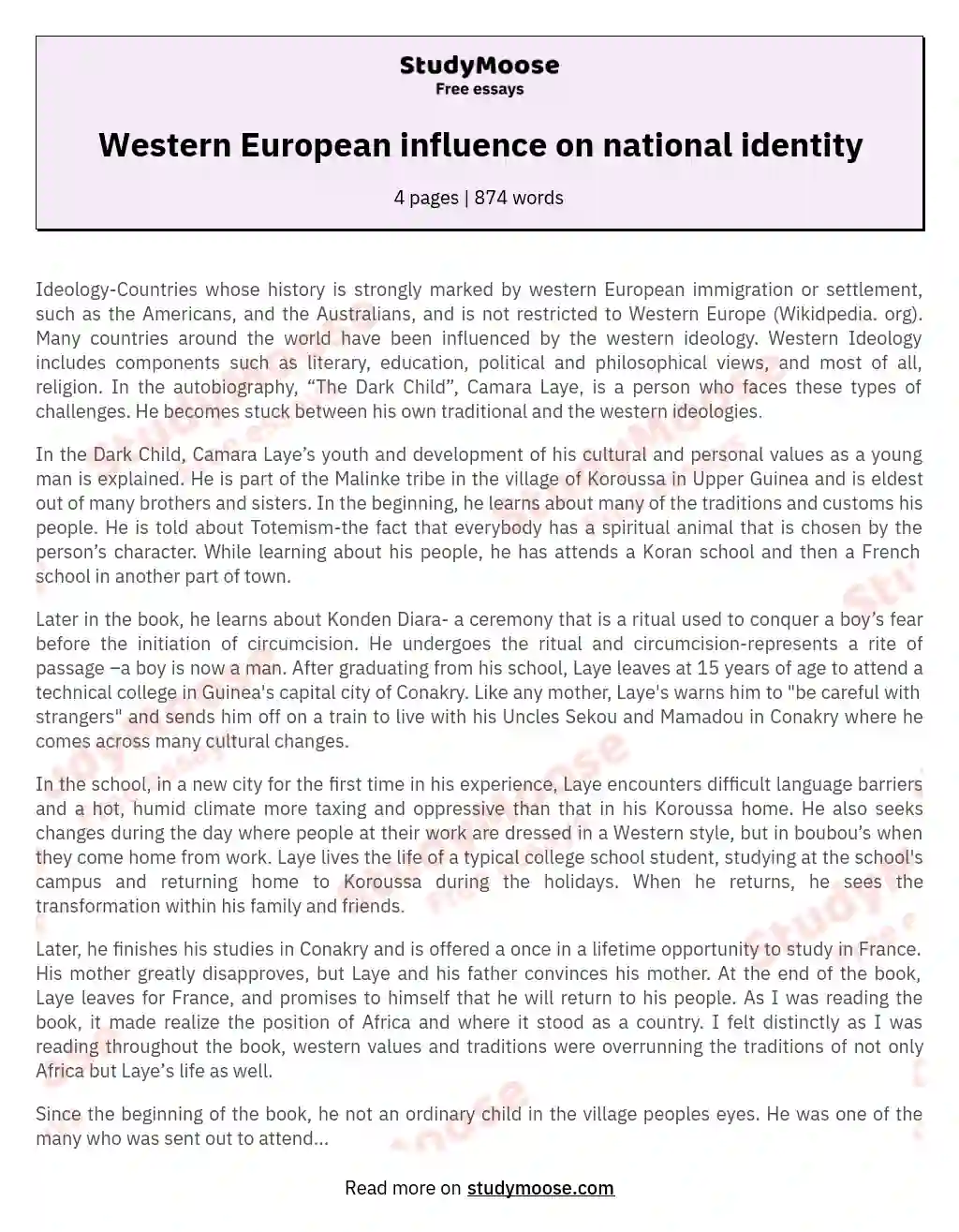 Western European influence on national identity essay
