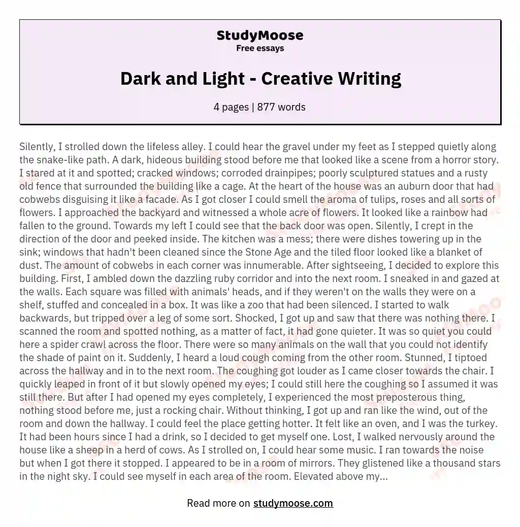 Dark and Light - Creative Writing essay