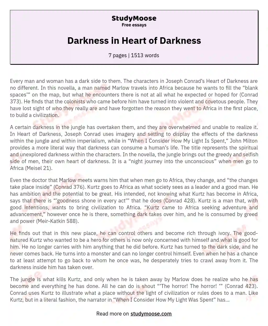 essay on fear of darkness