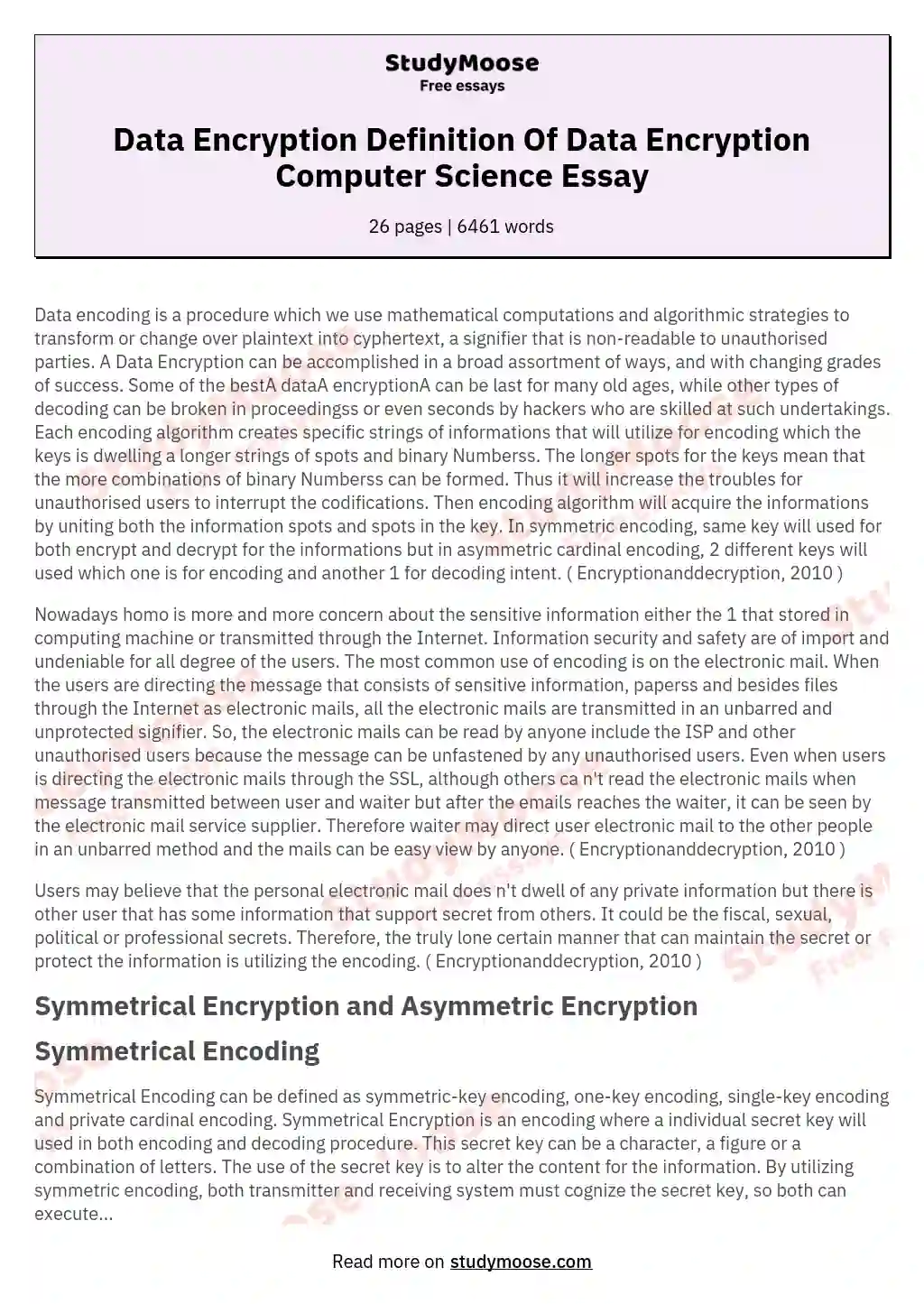 Data Encryption Definition Of Data Encryption Computer Science Essay