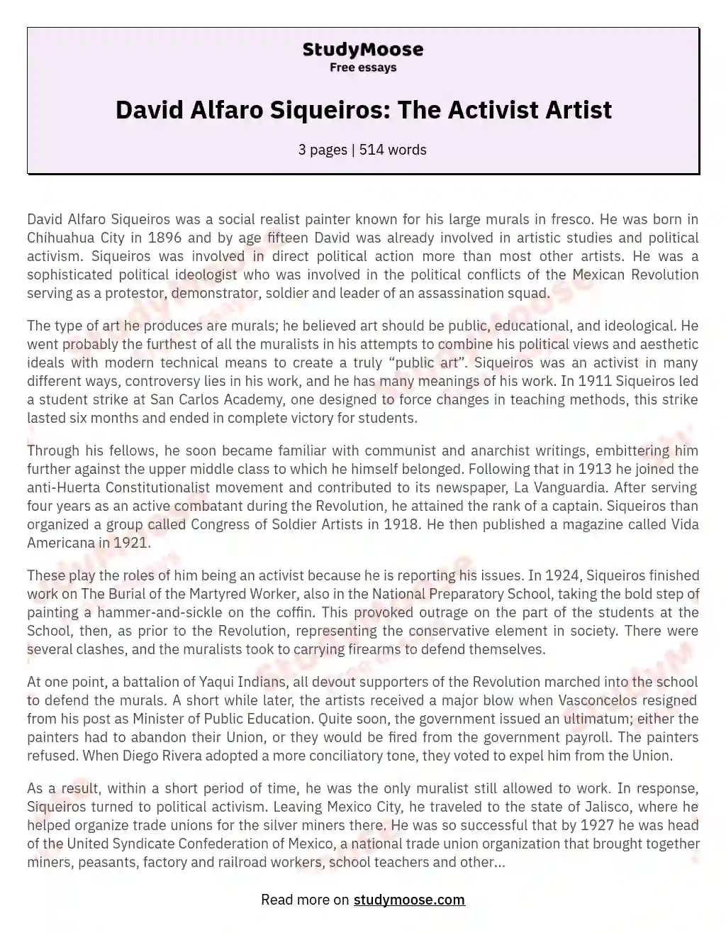 David Alfaro Siqueiros: The Activist Artist essay