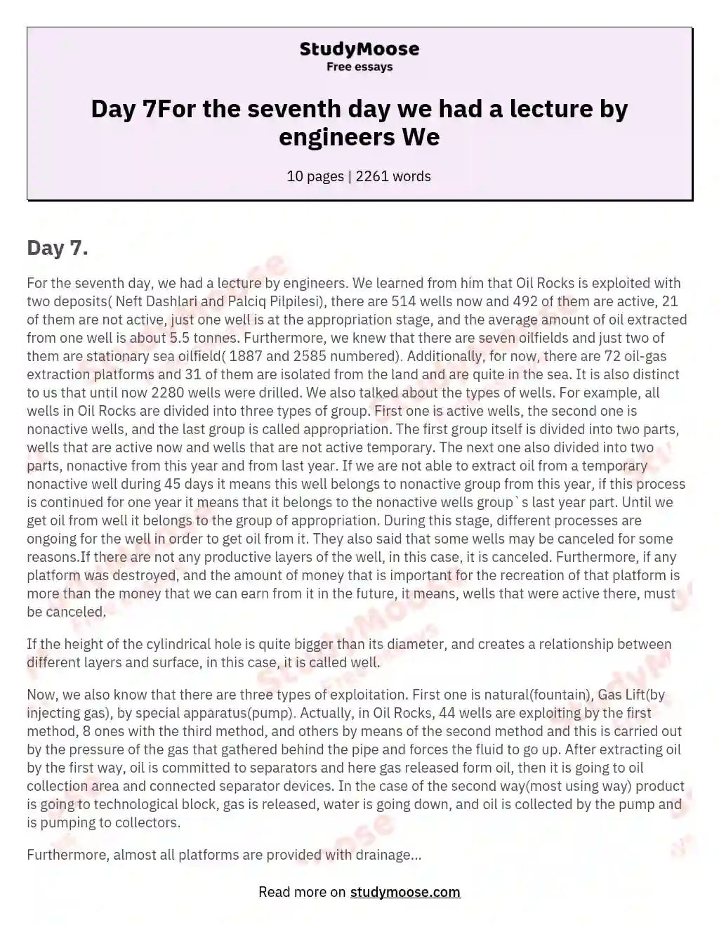 Day 7For the seventh day we had a lecture by engineers We