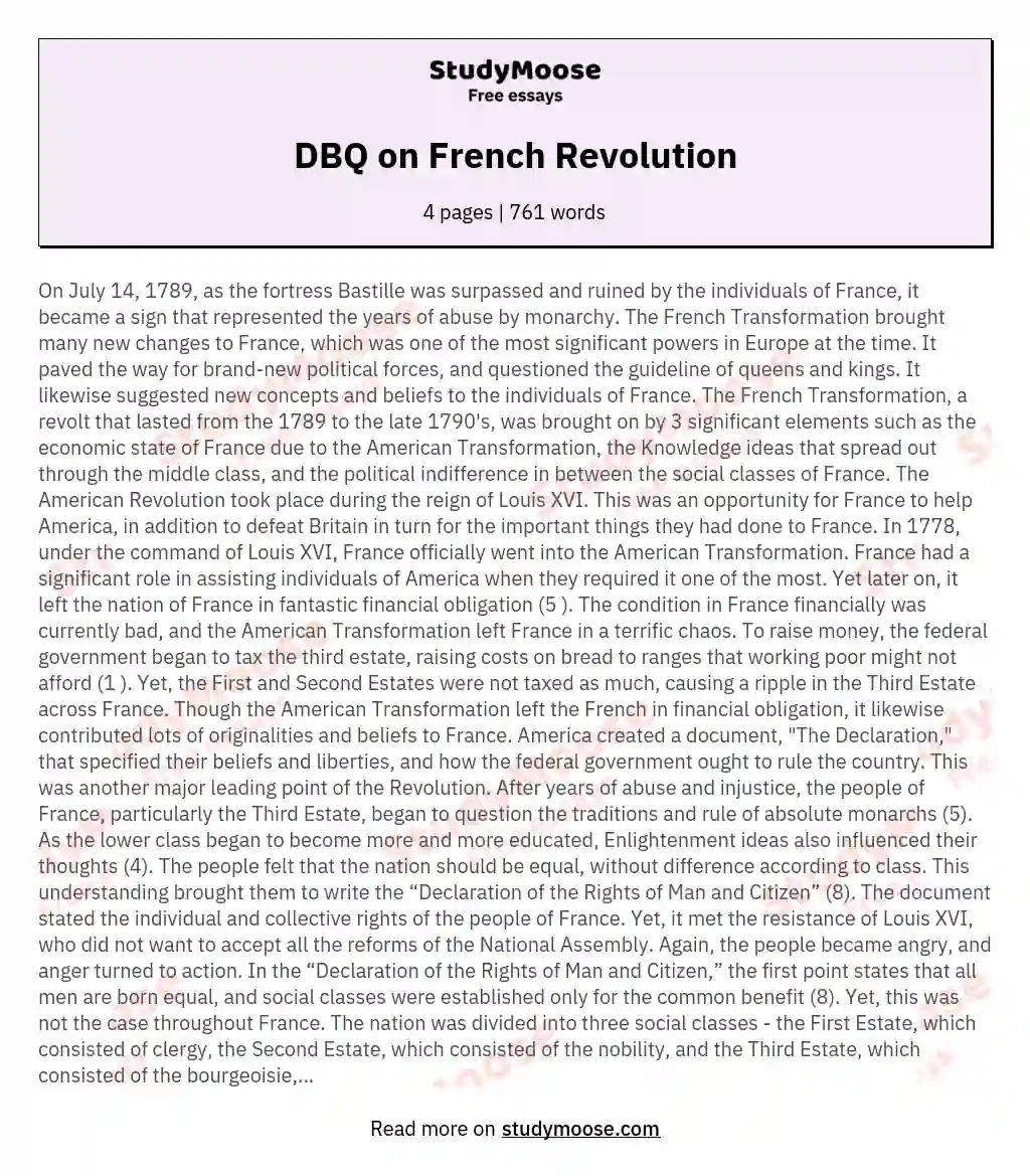 the french revolution essay pdf