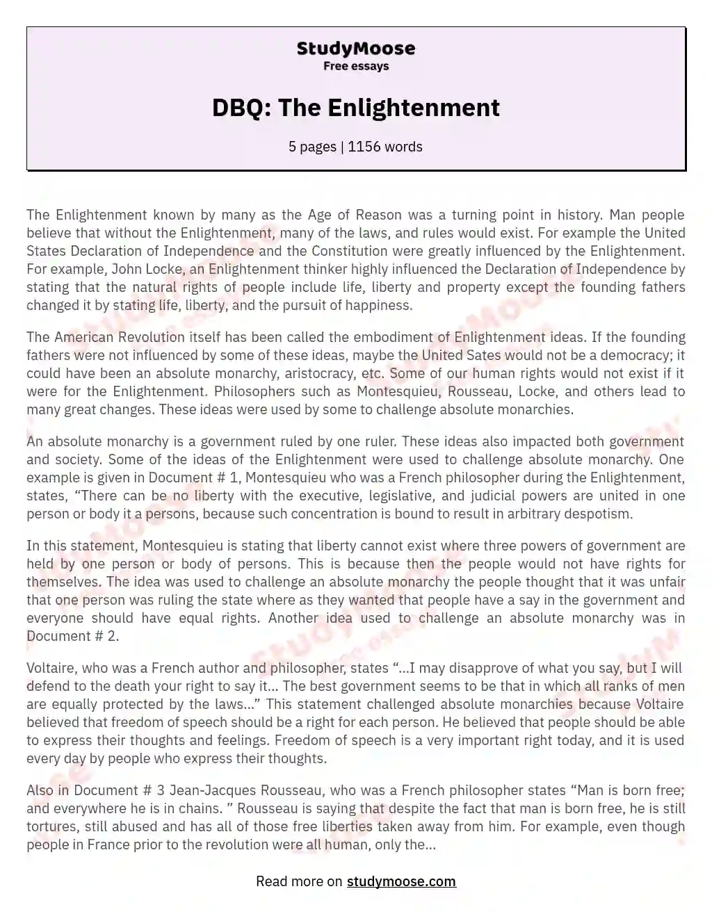 DBQ: The Enlightenment