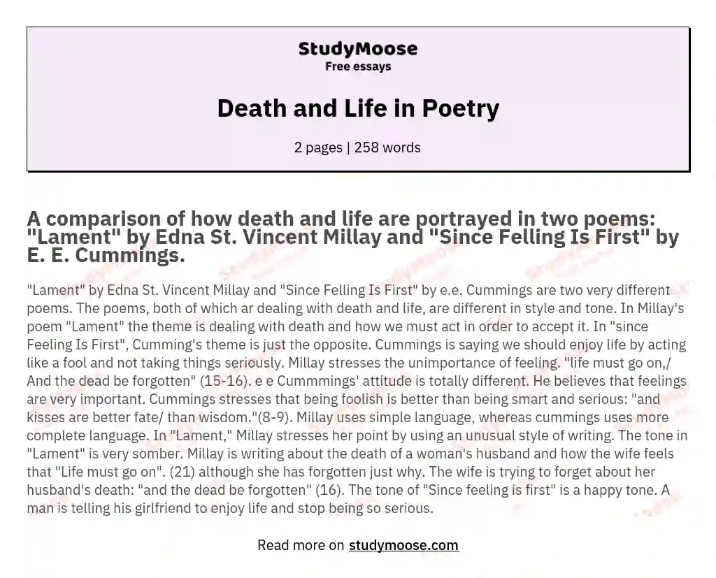 death in poetry essay