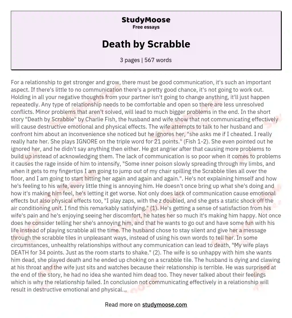 Death by Scrabble essay