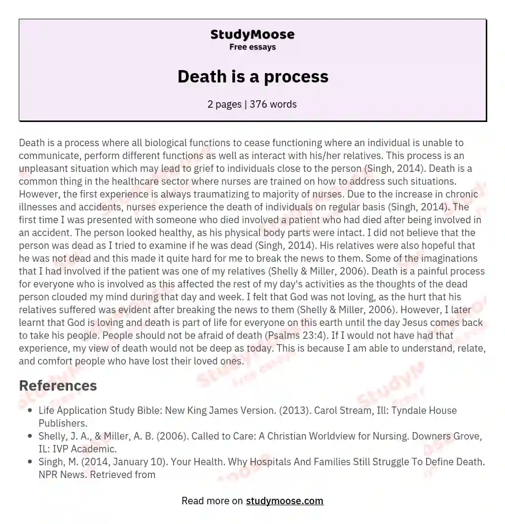 Death is a process essay