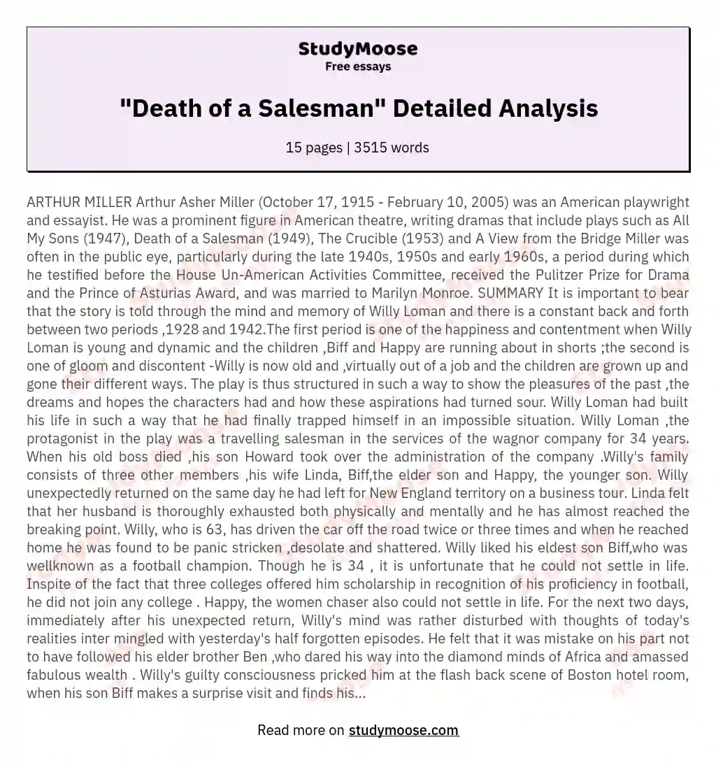 death of a salesman thesis topics