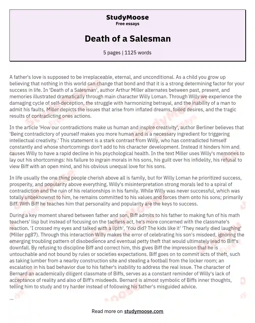 death of a salesman conflict essay