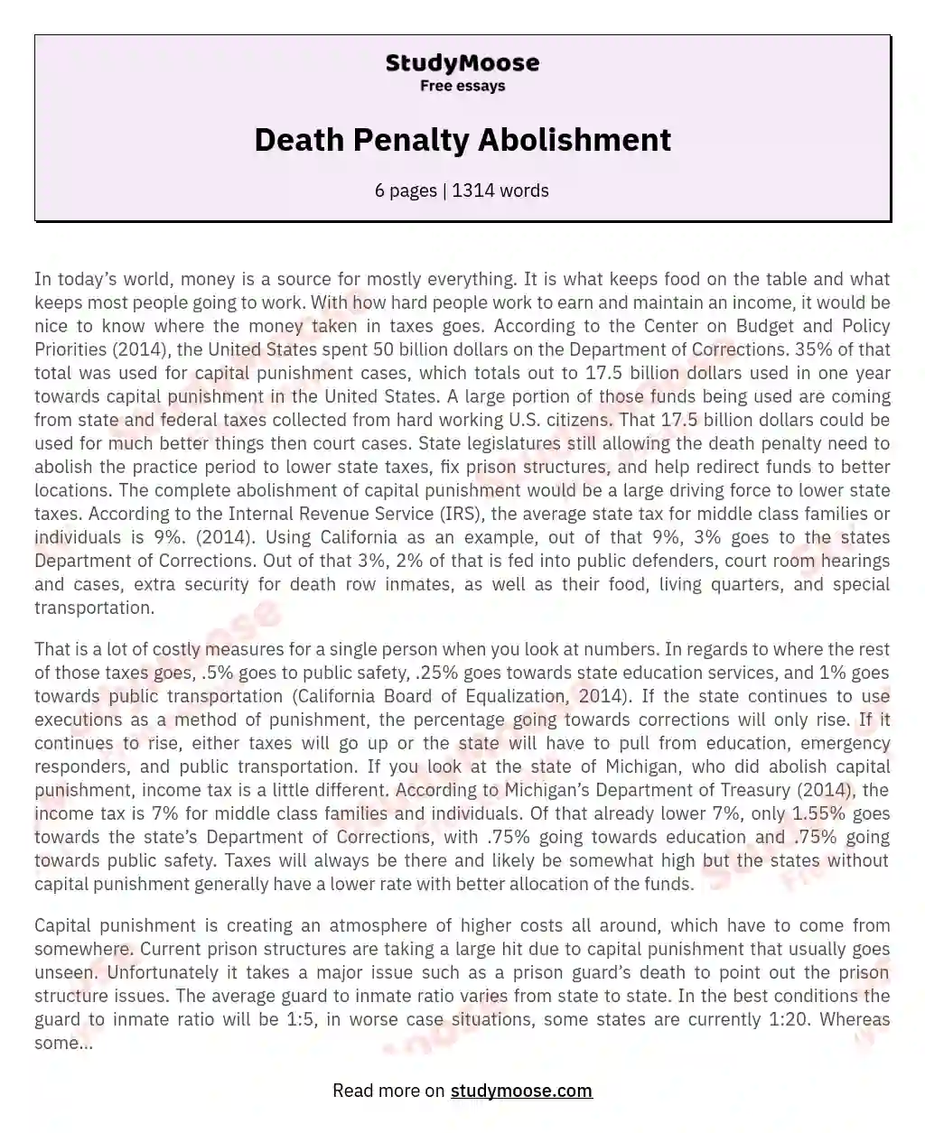 Death Penalty Abolishment essay