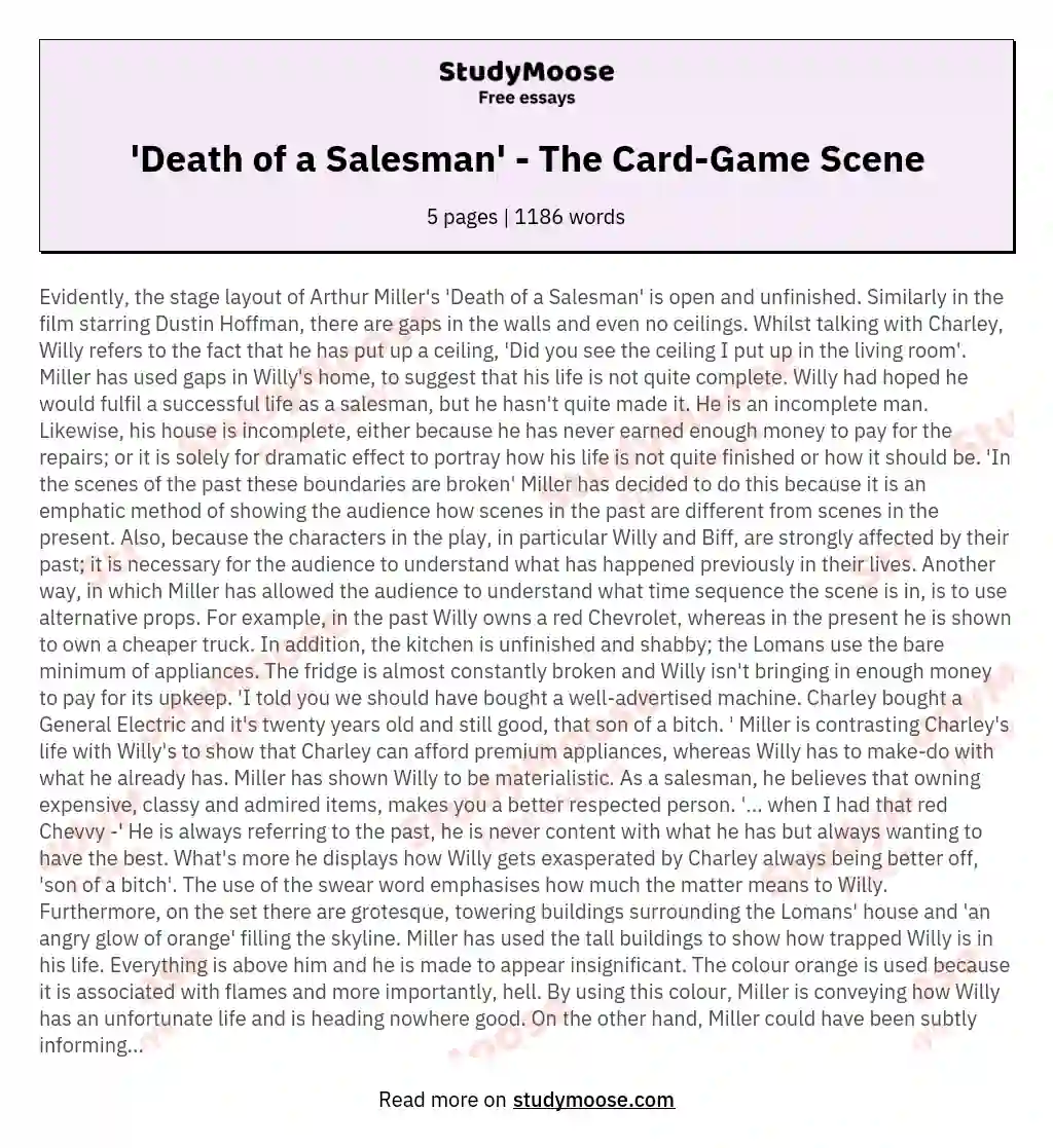 'Death of a Salesman' - The Card-Game Scene essay