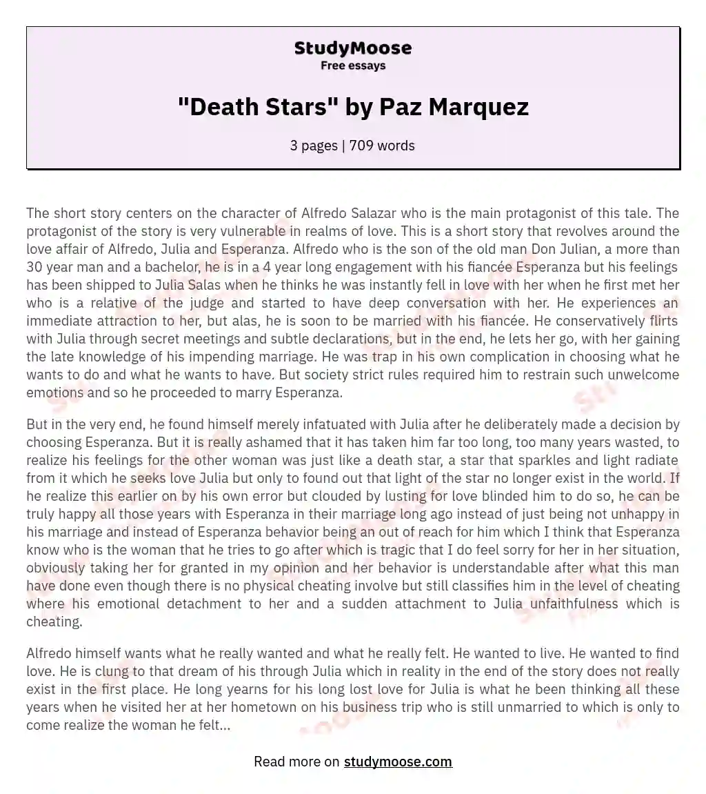 "Death Stars" by Paz Marquez essay