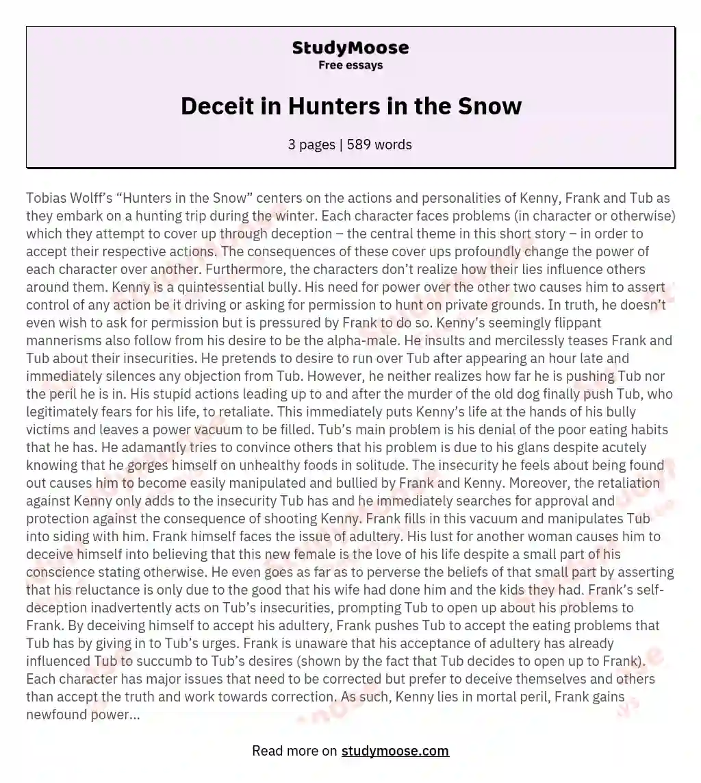 Deceit in Hunters in the Snow