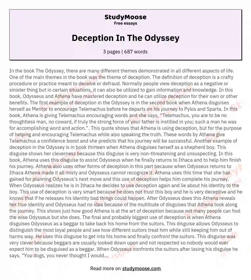 Deception In The Odyssey essay