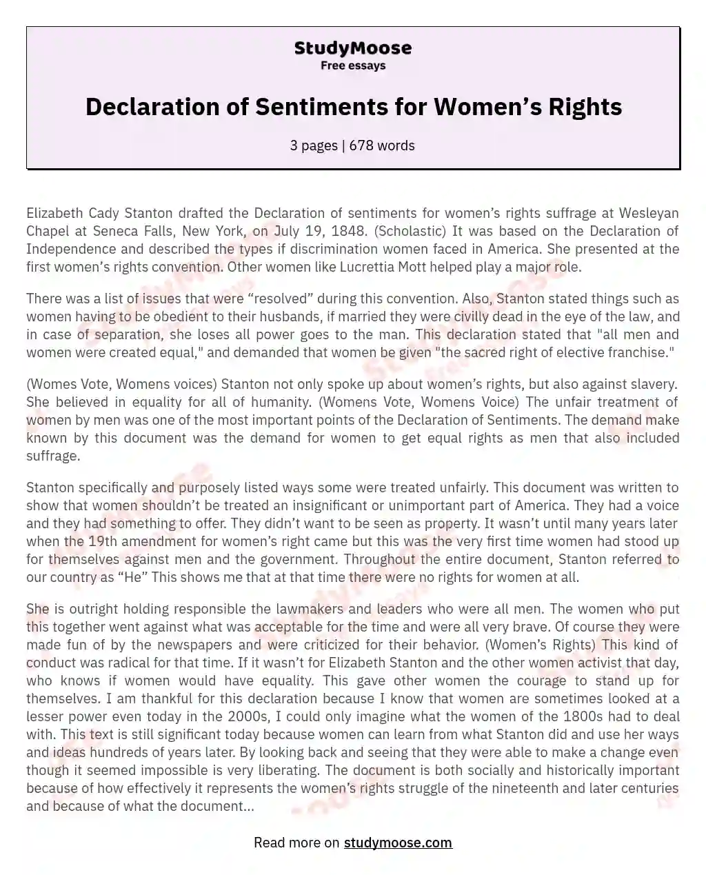 title for women's rights essay