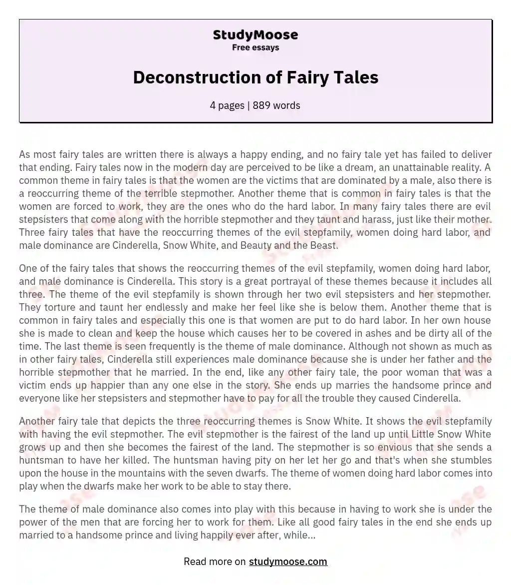 Deconstruction of Fairy Tales