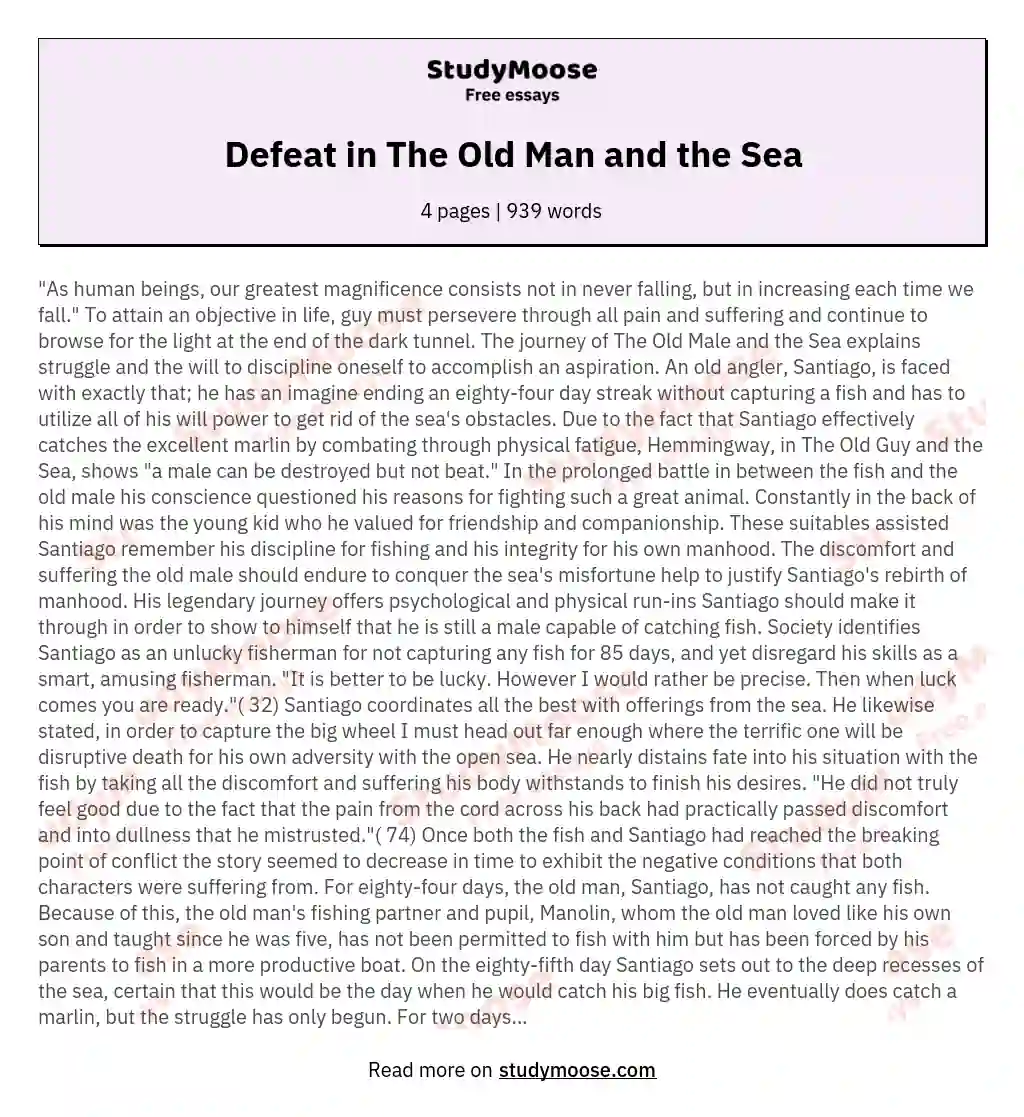Defeat in The Old Man and the Sea