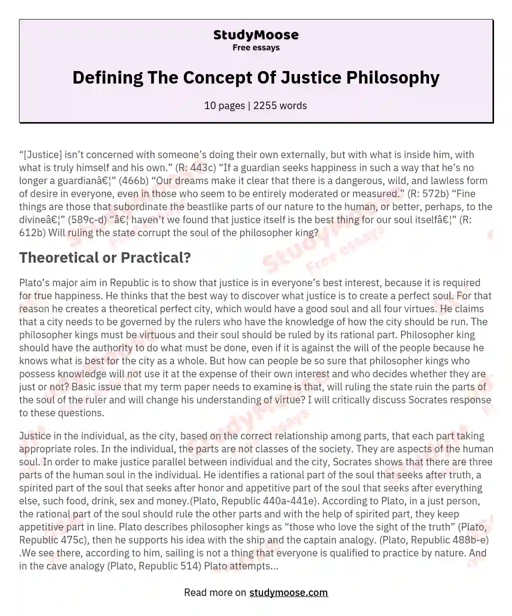 Defining The Concept Of Justice Philosophy essay