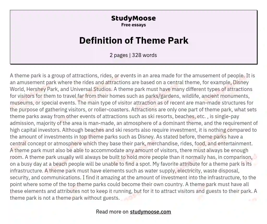 essay on theme park