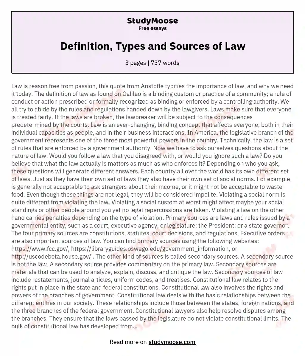sources of english law essay