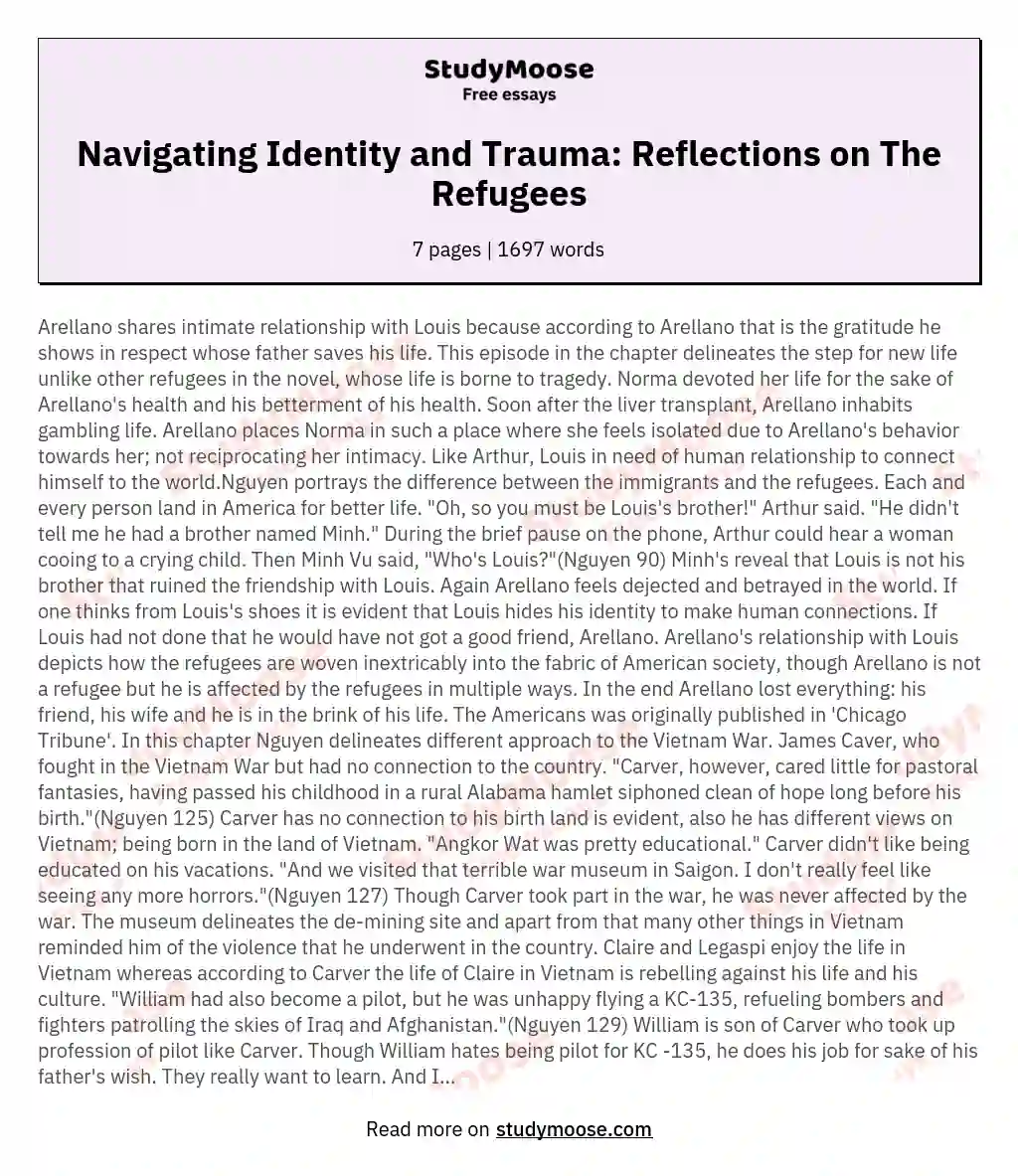 Navigating Identity and Trauma: Reflections on The Refugees essay
