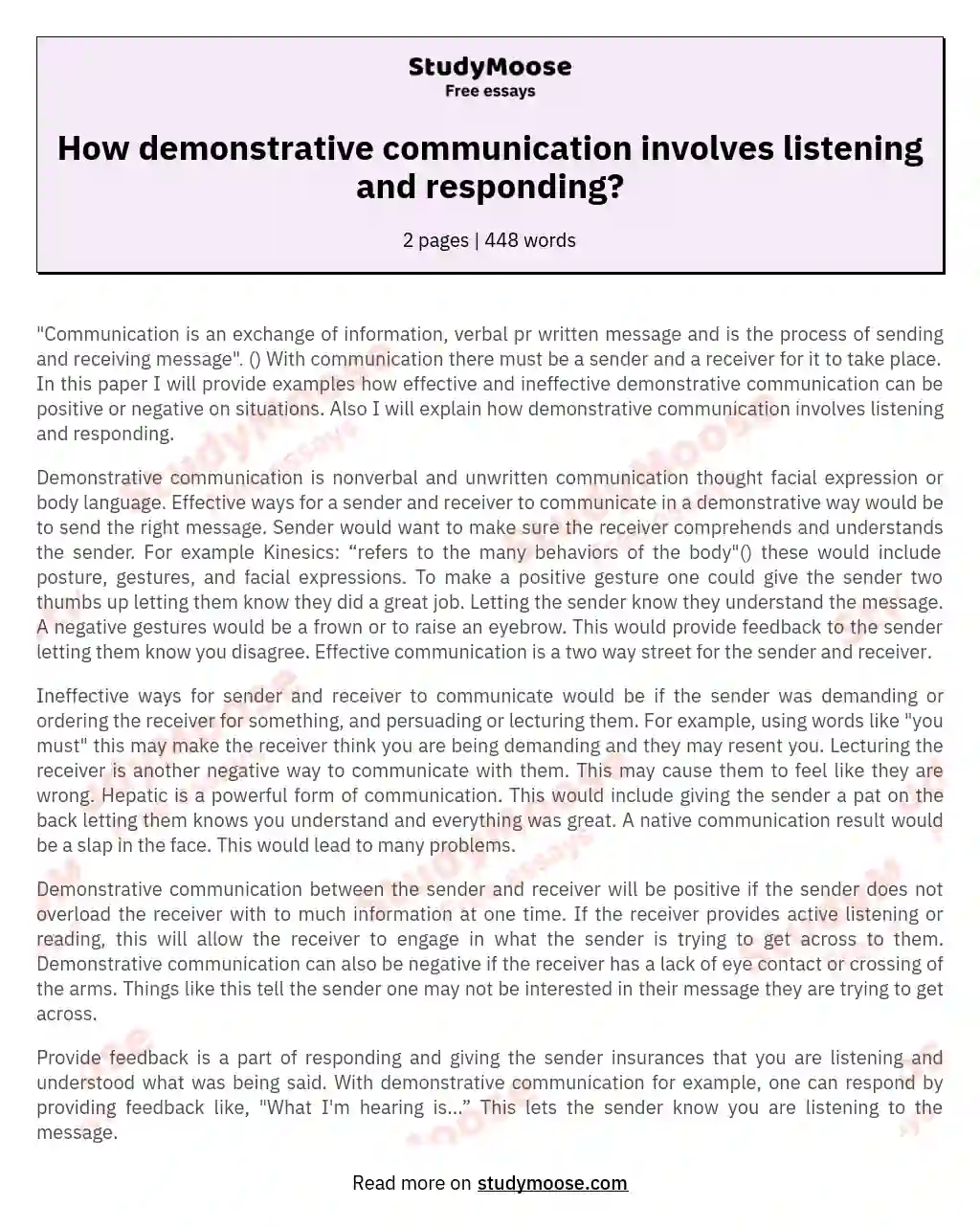 How demonstrative communication involves listening and responding?