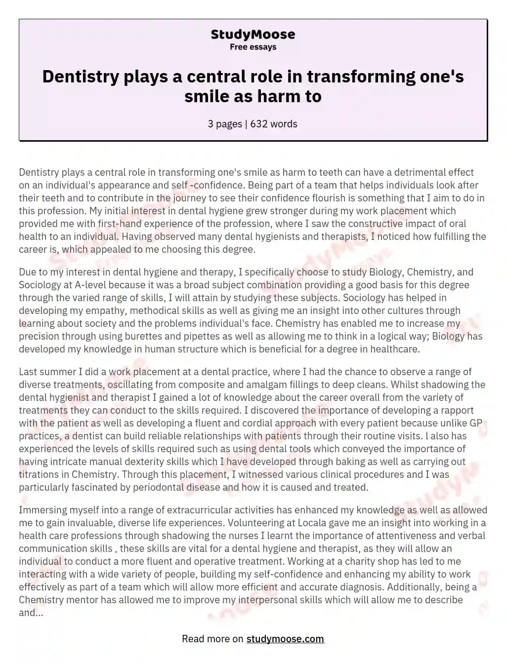Dentistry plays a central role in transforming one's smile as harm to