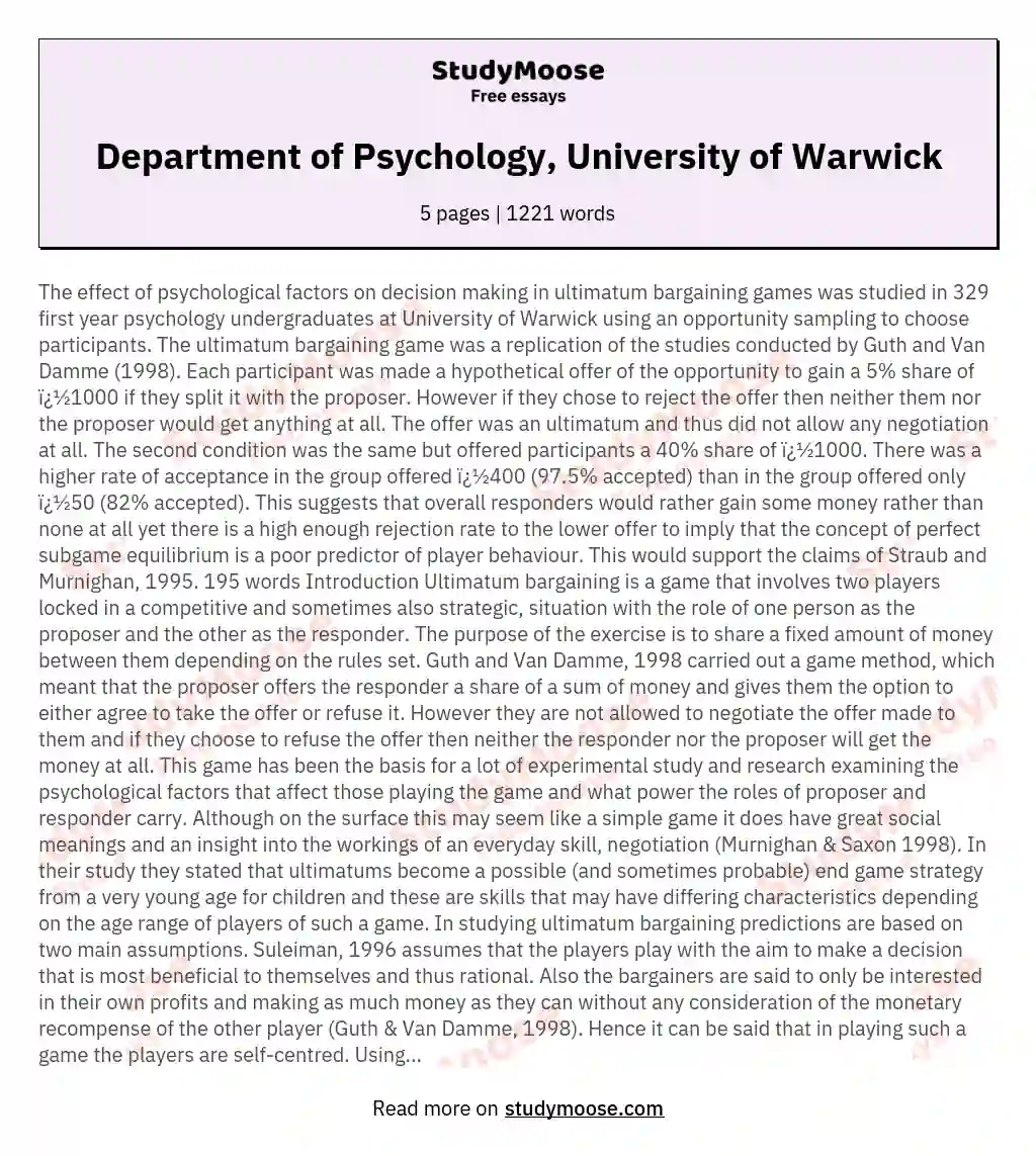 warwick university essay writing