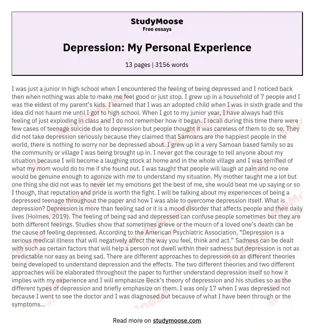 depression essay topics