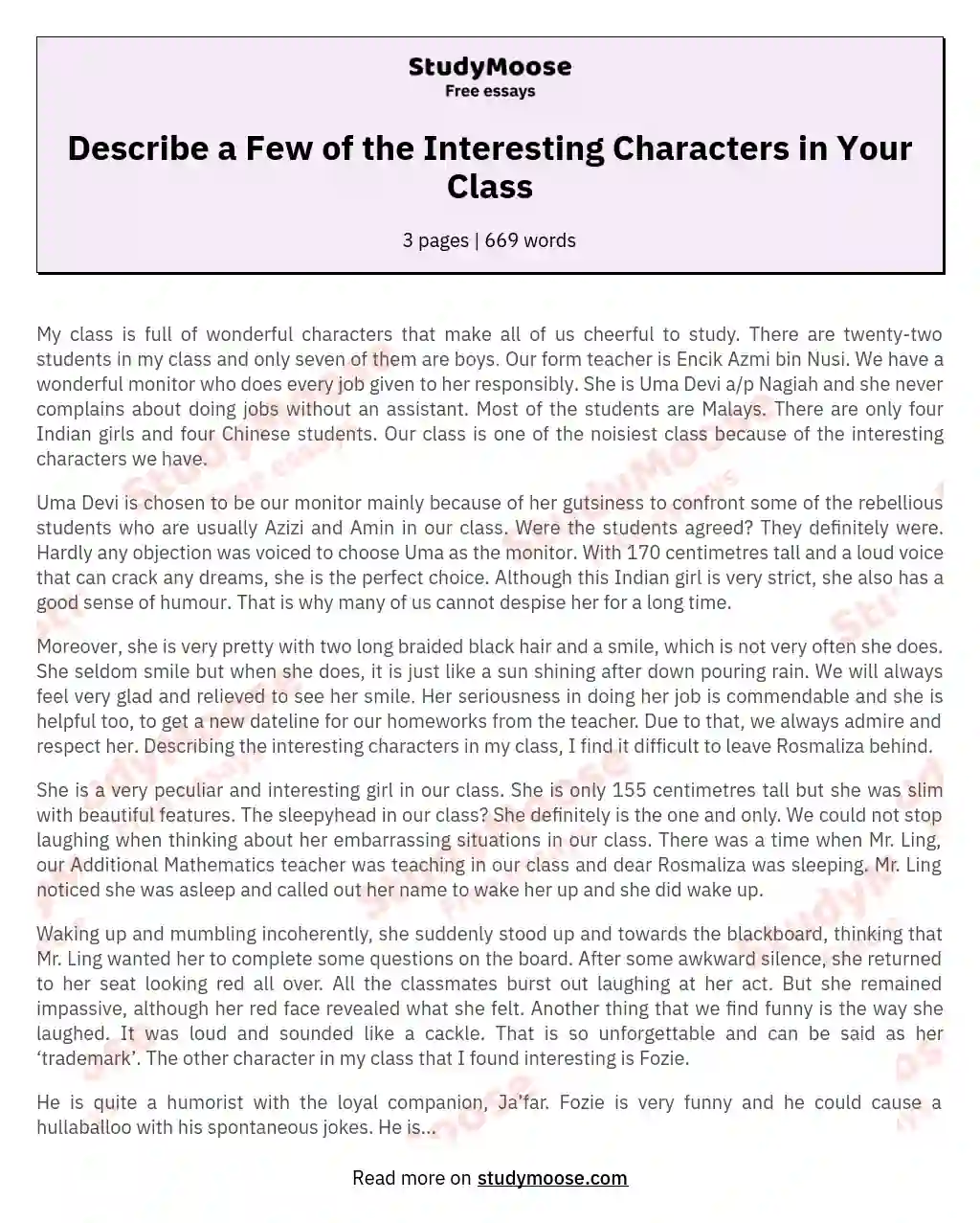 interesting character essay