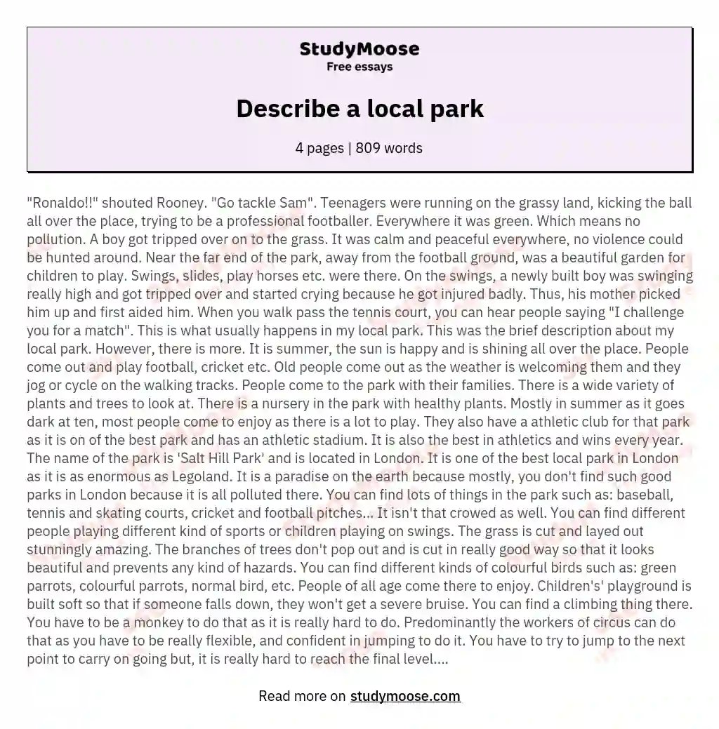 park descriptive writing