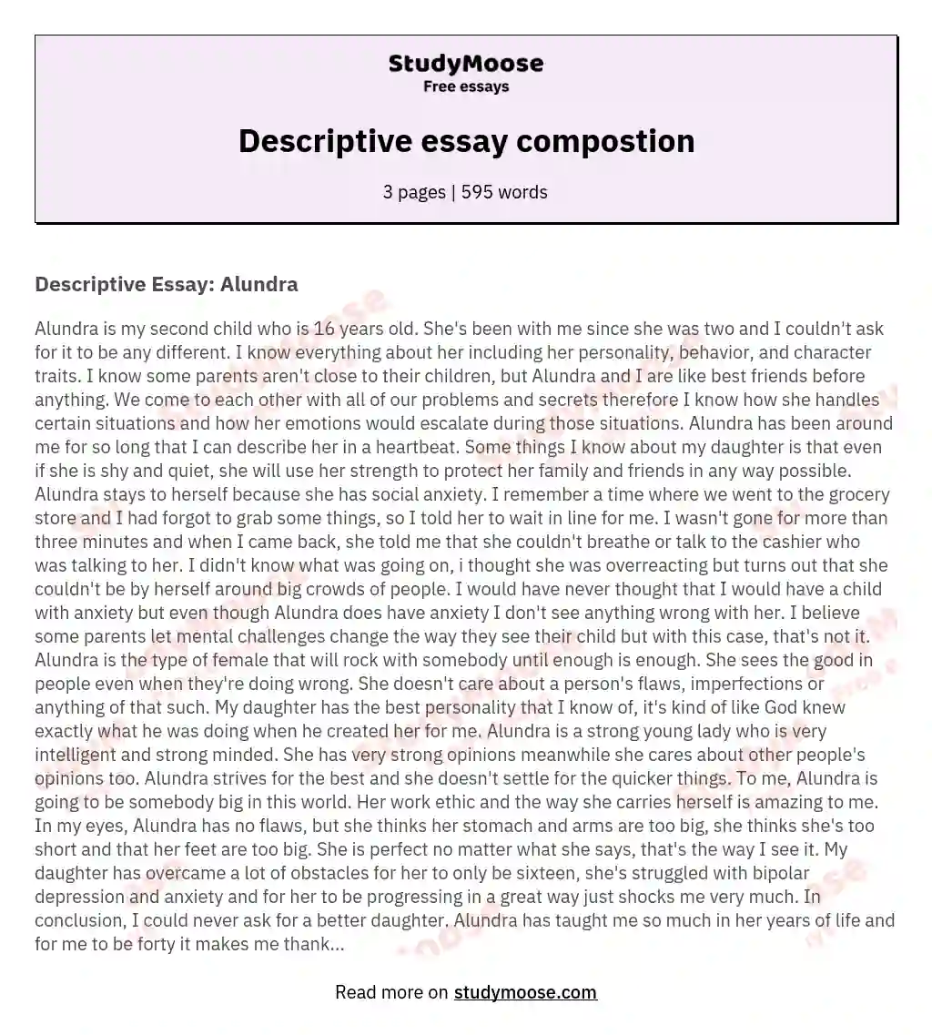 Descriptive essay compostion essay
