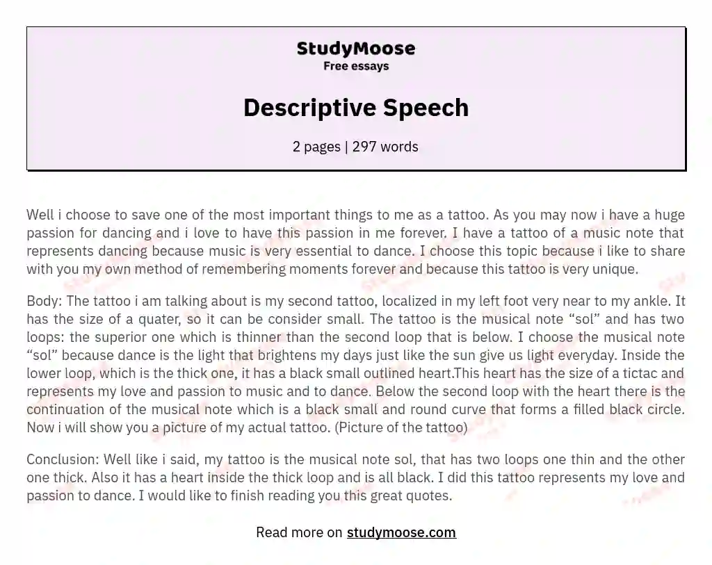 Descriptive Speech essay