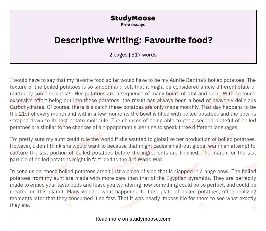 my favourite food fish essay