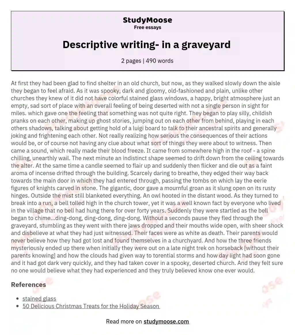 Descriptive writing- in a graveyard 