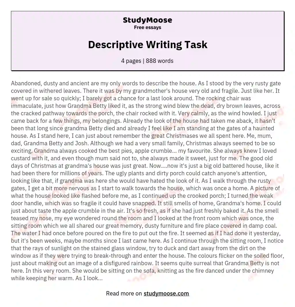 Descriptive Writing Task