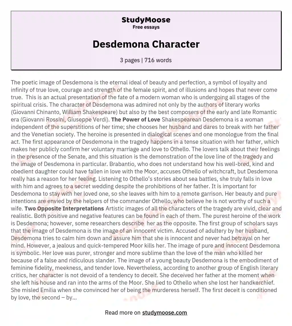 Desdemona Character
