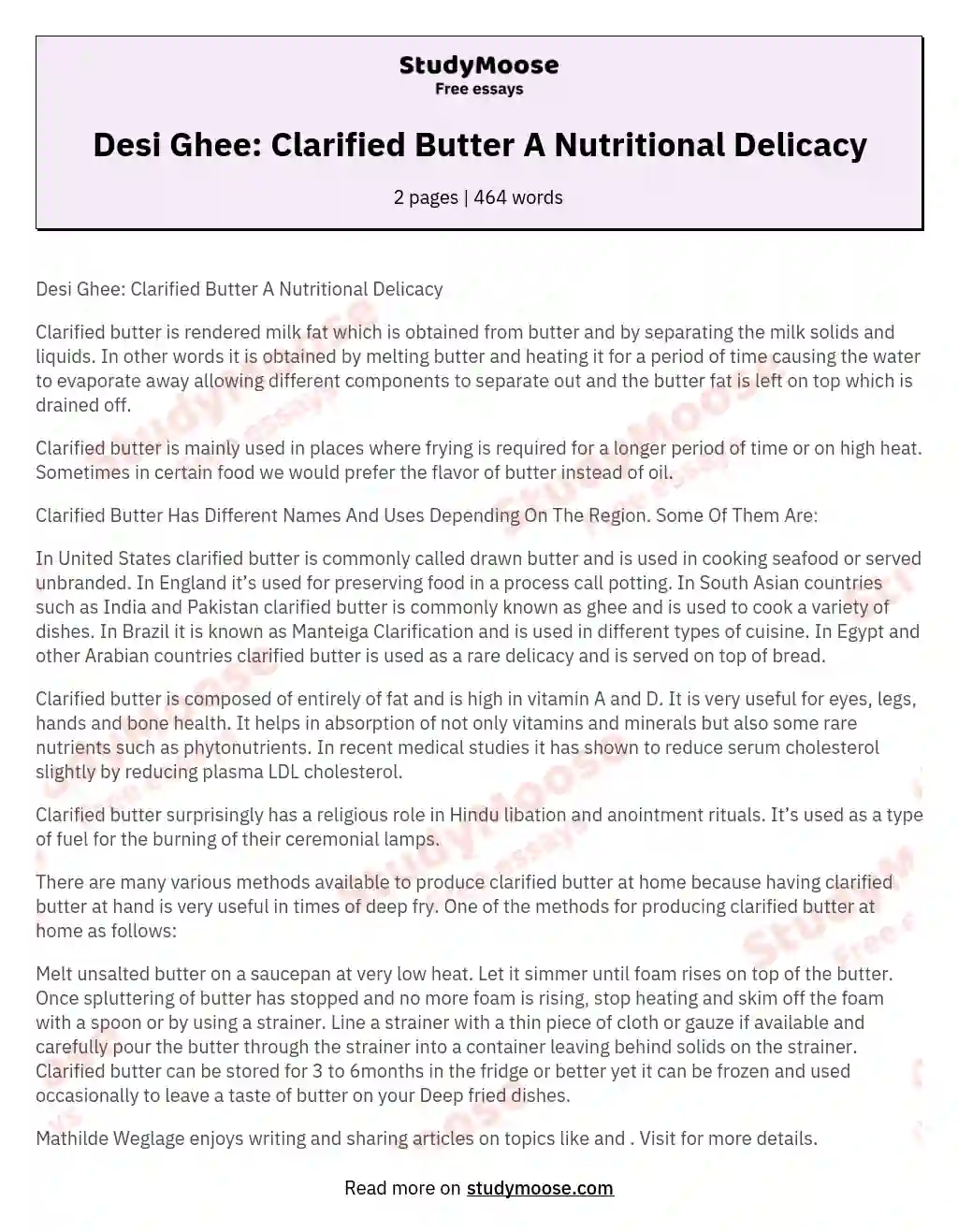 Desi Ghee: Clarified Butter A Nutritional Delicacy essay