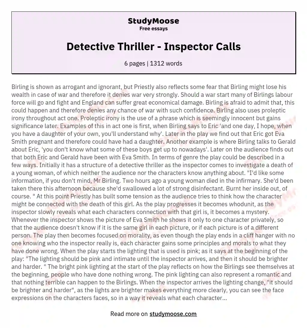 Detective Thriller - Inspector Calls