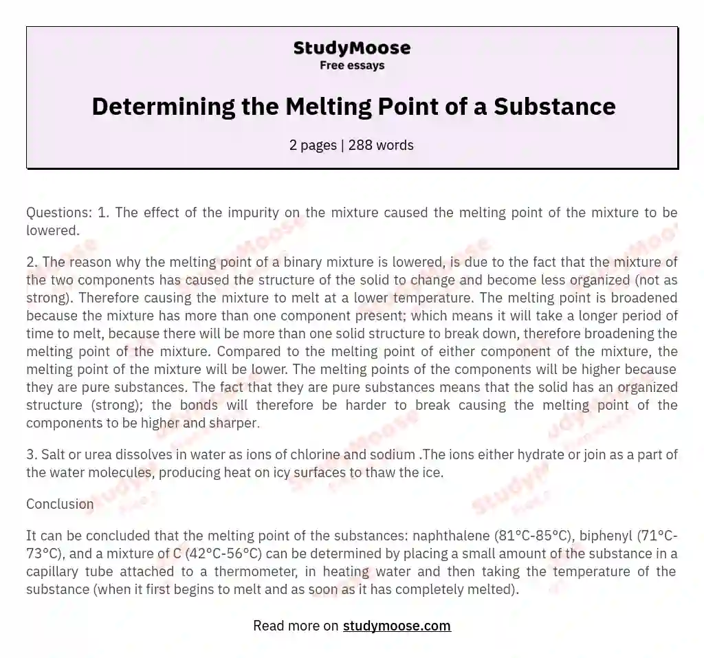 Determining the Melting Point of a Substance
