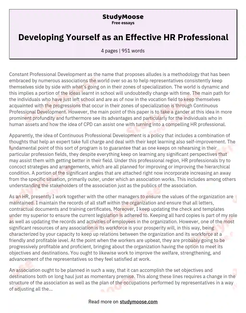 Developing Yourself as an Effective HR Professional